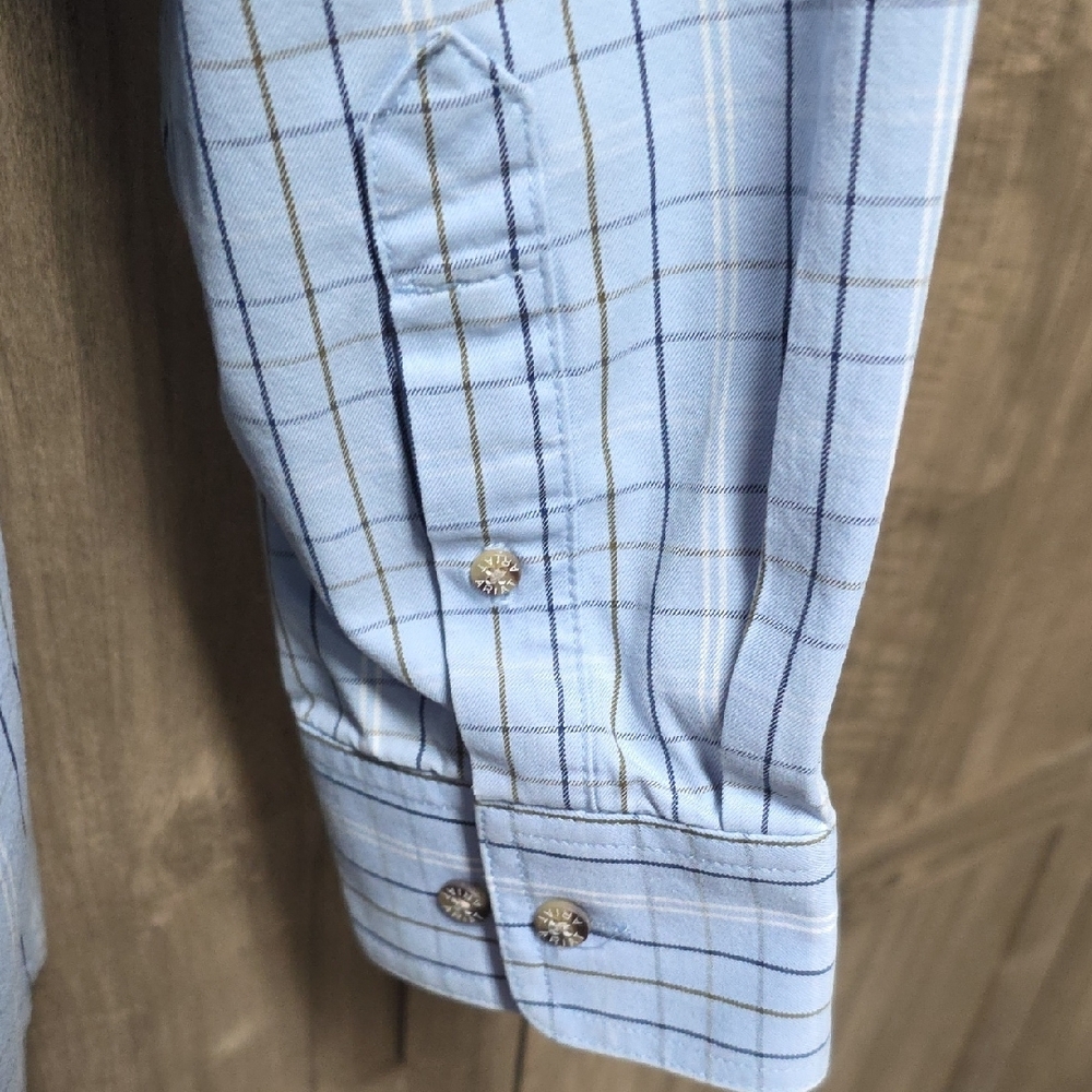 Ariat Light Blue Checkered Button Down Shirt - Picture 8 of 9
